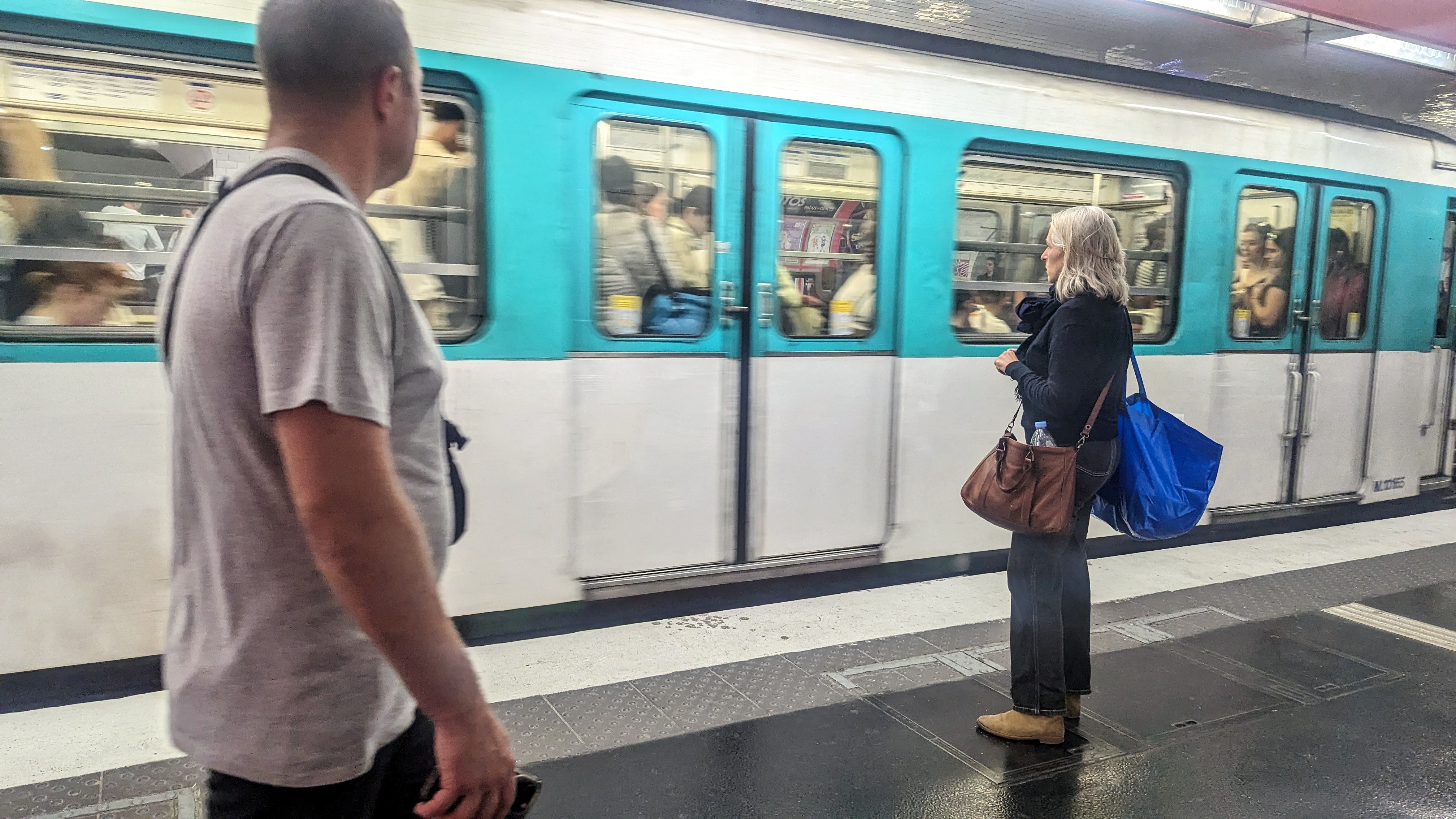 Passengers waiting at Madeleine station. .