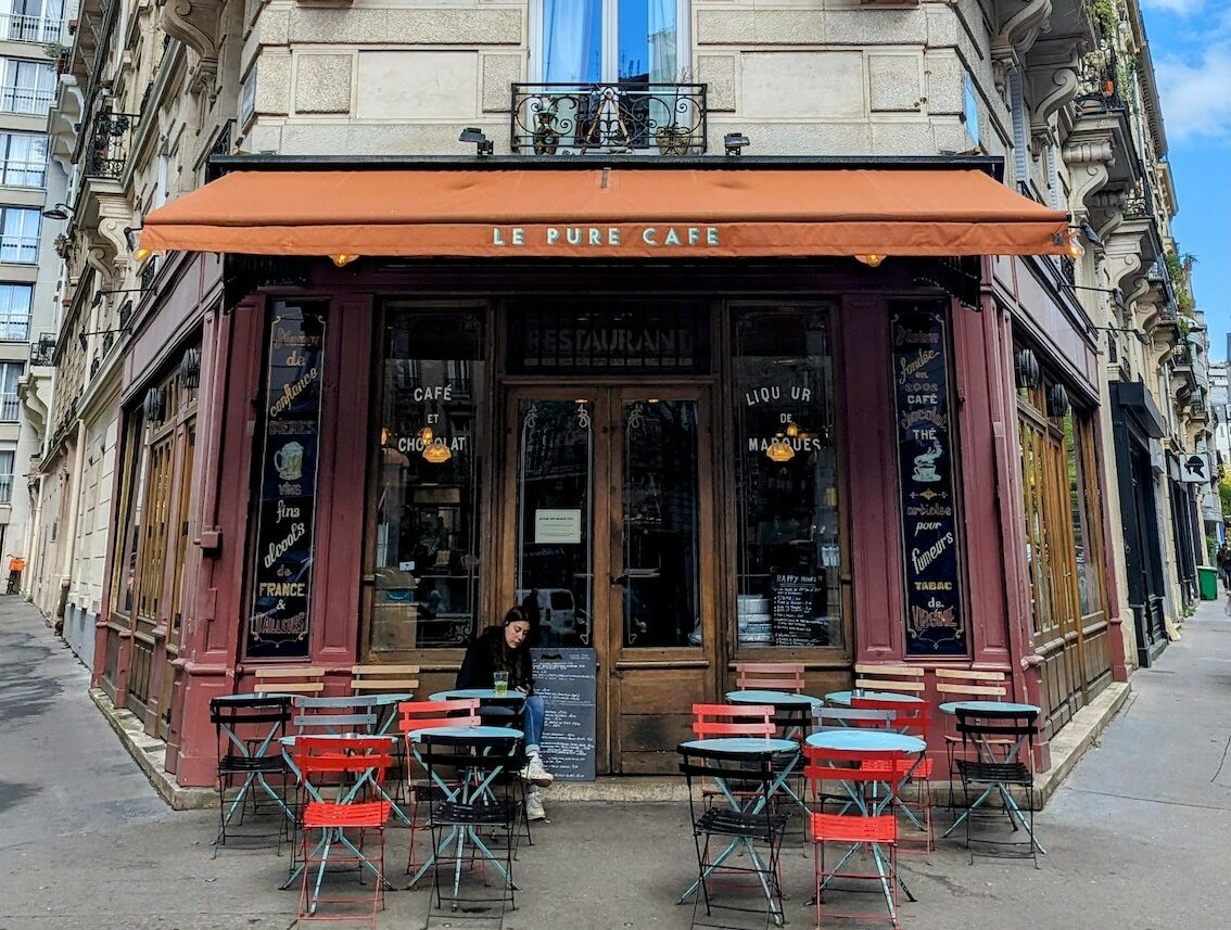 The terrace of Le Pure Café in Paris, famous for the movie Before Sunset, which had a scene here.