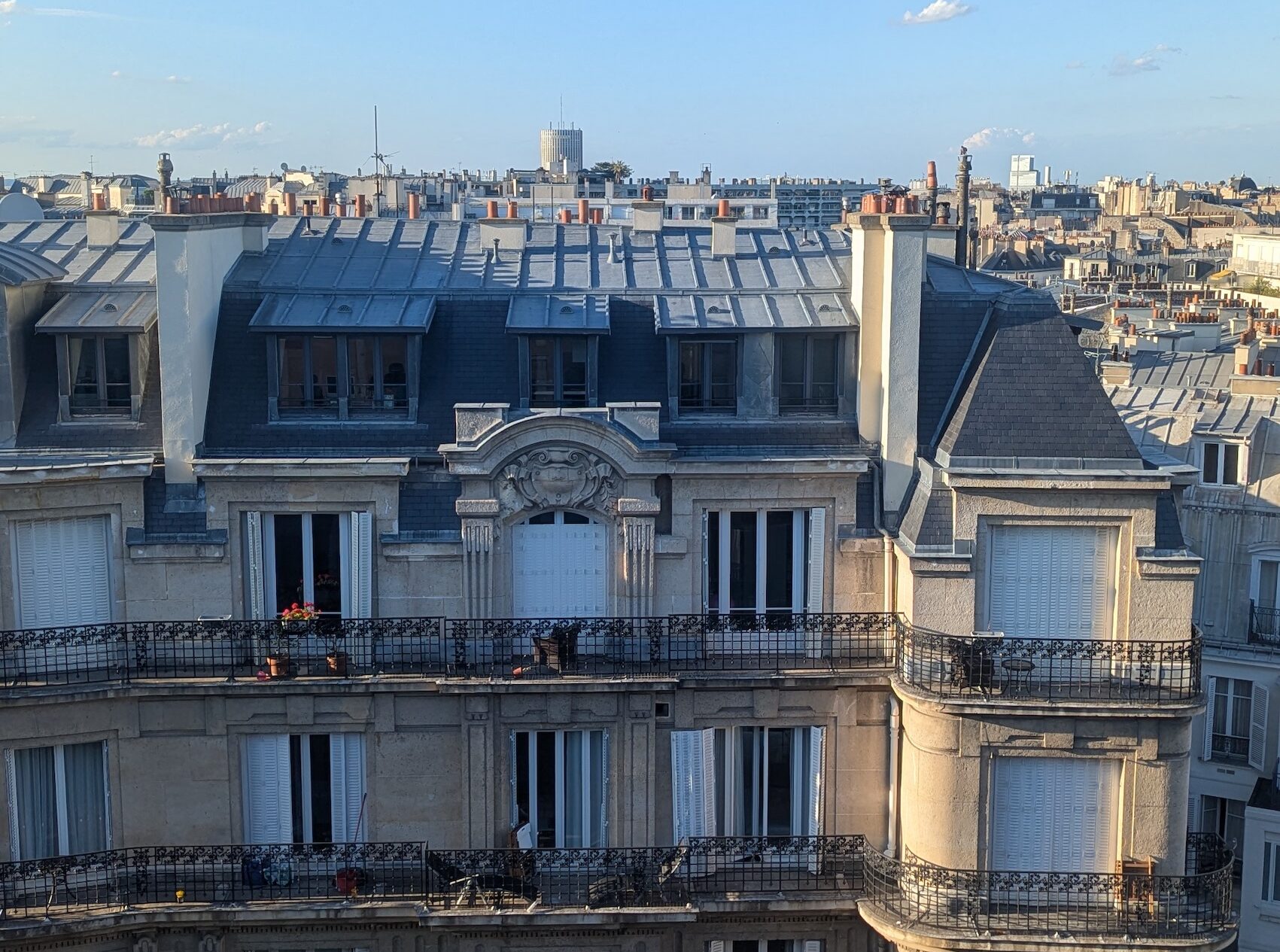View onto the Parisian rooftops in the 16th arrondissement.