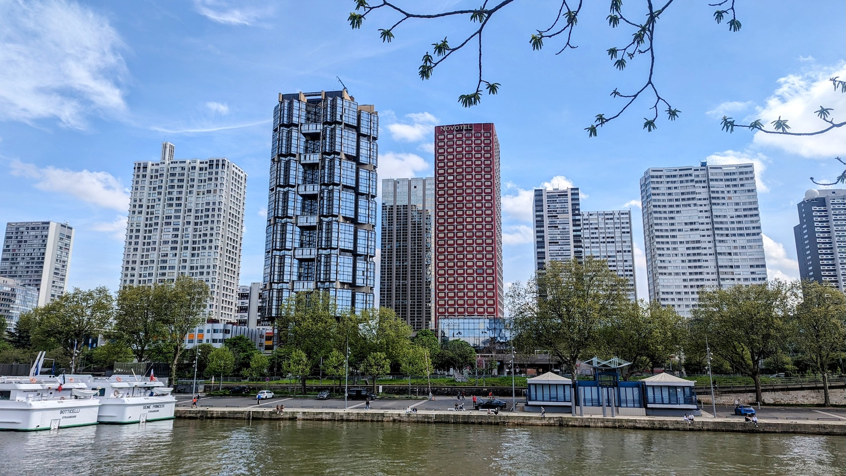 The skyline of high-rises of the Beaugrenelle neighbourhood in Paris' 15th arrondissement as seen from the other side of the Seine.